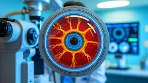 Illustration von der frühzeitigen Alzheimerdiagnose durch Netzhautuntersuchungen.