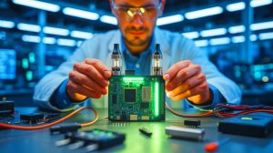 Illustration von einem Ingenieur, der eine Einweg-E-Zigarette in einen funktionalen Webserver verwandelt.