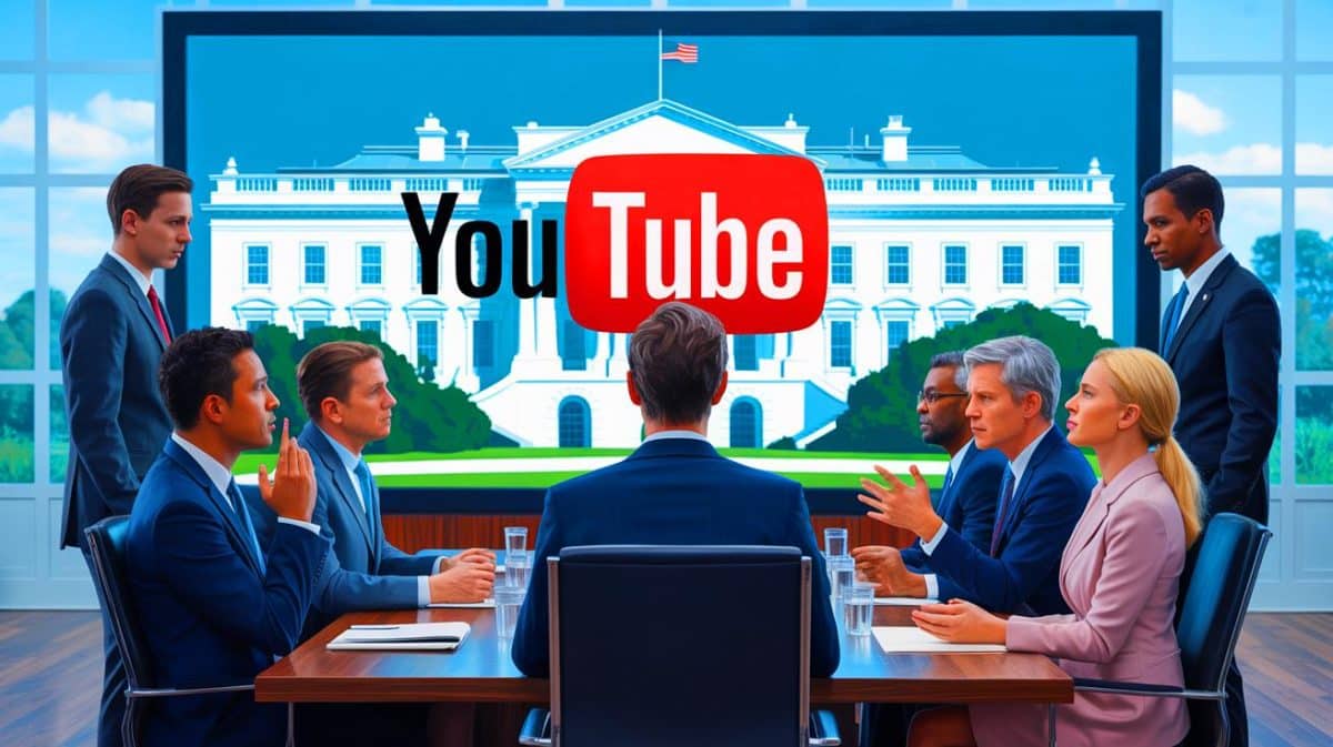 Illustration von der Wiederherstellung gesperrter YouTube-Konten unter Einfluss der Biden-Administration.