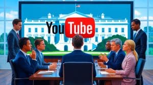 Illustration von der Wiederherstellung gesperrter YouTube-Konten unter Einfluss der Biden-Administration.