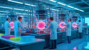 Illustration von der innovativen Produktion extrazellulärer Vesikel zur medizinischen Anwendung.