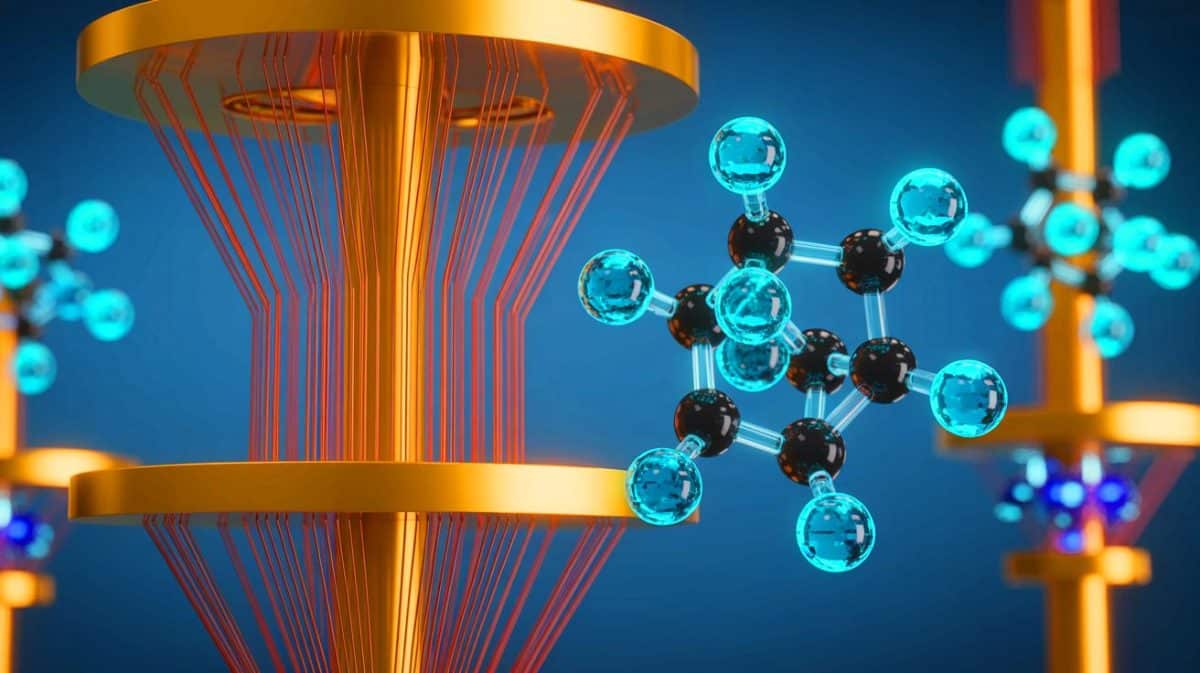 Illustration von molekularen Qubits, die Licht und Magnetismus verbinden.