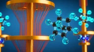 Illustration von molekularen Qubits, die Licht und Magnetismus verbinden.