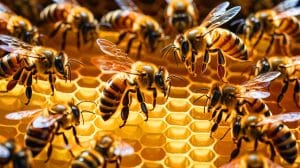 Illustration von der komplexen Kommunikation und den kognitiven Fähigkeiten von Honigbienen.