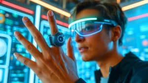 Illustration von einem ultraleichten, ringförmigen Eingabegerät zur Steuerung von Augmented-Reality-Brillen.